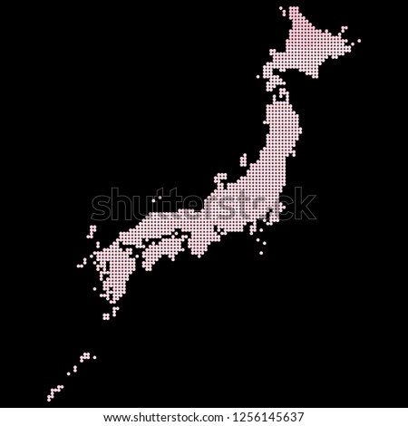 National color Japan. Vector dot map watercolor.