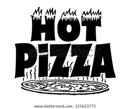 Hot Pizza Banner - Retro Clipart Illustration