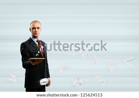 business man is working with the tablet, Concept of digital technology