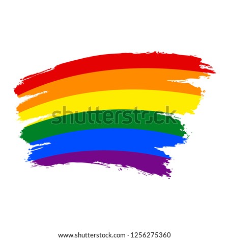 LGBT flag painted with brush strokes. The six color rainbow flag created for popularize and support the LGBT community in social media. Graphic element saved as an vector illustration in file EPS