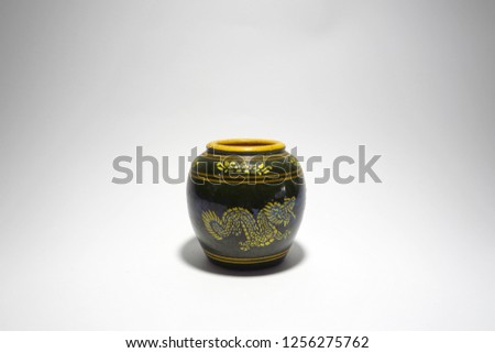 little ceramic earthen jar, dragon                            