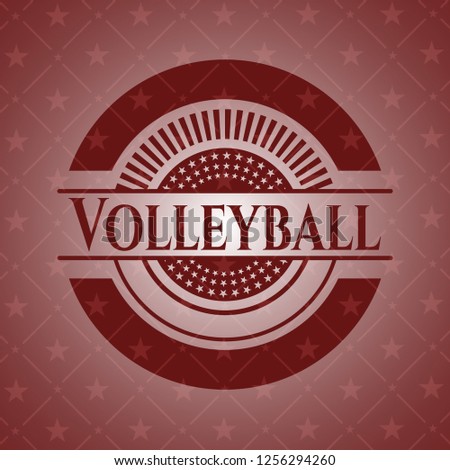 Volleyball realistic red emblem