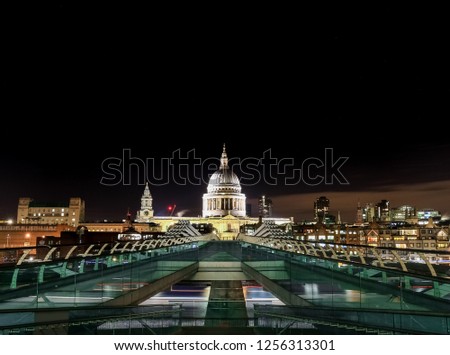 St Paul's seen from the end of the millennial bridge in London, lighting the path, with the exposed movement on the bridge below, this awesome long exposure captured the essence of the scene