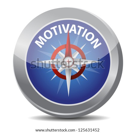 motivation red word indicated by compass illustration design over white