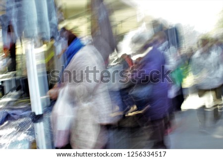Tuesday Market, flea market, Tribute to Monet, impressionist photograph of the Vega Park in Toledo, Spain,  photographic sweeps at low shutter speed, feeling of movement, of life,