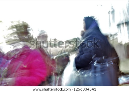 Tuesday Market, flea market, Tribute to Monet, impressionist photograph of the Vega Park in Toledo, Spain,  photographic sweeps at low shutter speed, feeling of movement, of life,