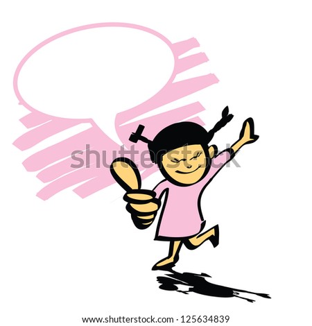 The abstract of cartoon girl hand drawn vector