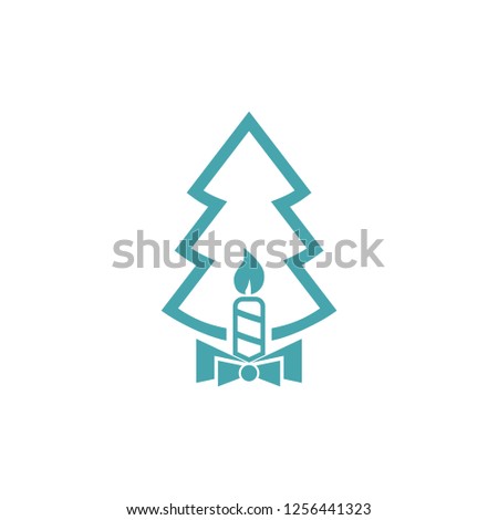 Vector icons Christmas candle and fir-trees.