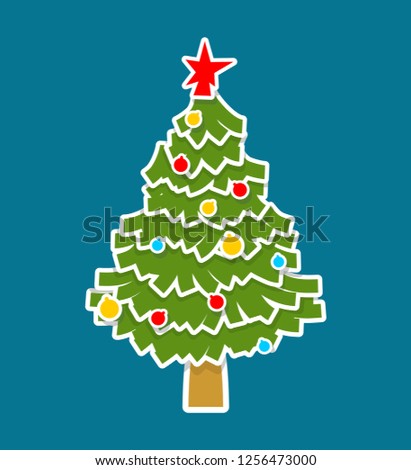 Christmas tree paper cut out isolated. Xmas fir. 
 
