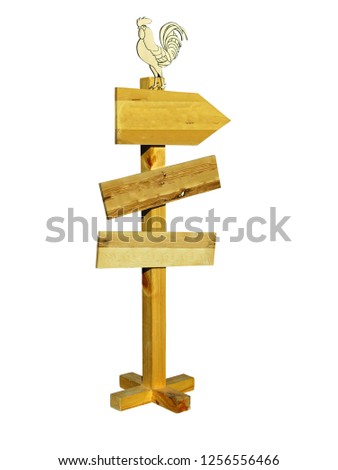 Retro wooden direction board signpost isolated over white background 