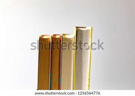 Used books on white background