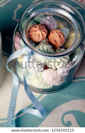 Jars of color baby shower candy