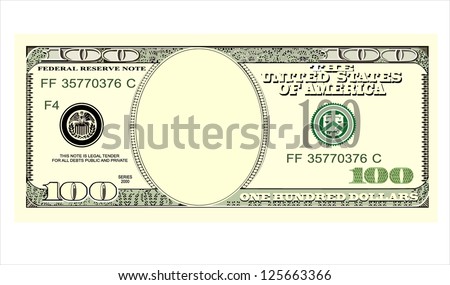hundred dollar bill on whitei Royalty-Free Stock Photo #125663366