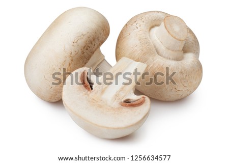 Fresh champignon mushrooms, isolated on white background Royalty-Free Stock Photo #1256634577