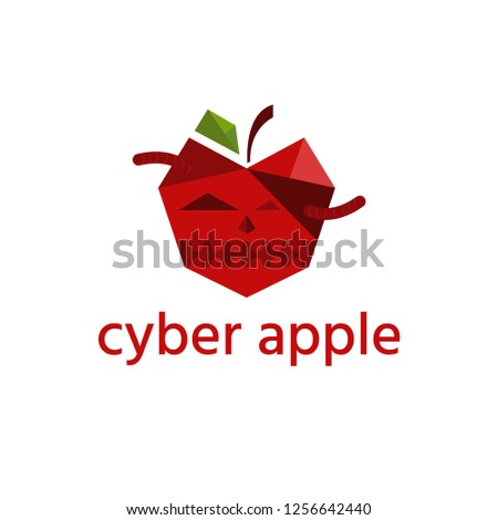 cyber apple with worm technology vector design template