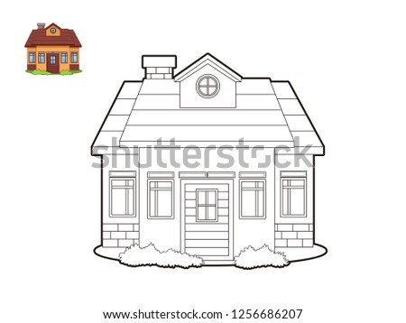 cute cartoon house vector, cute house stickers, vector house, kids coloring book