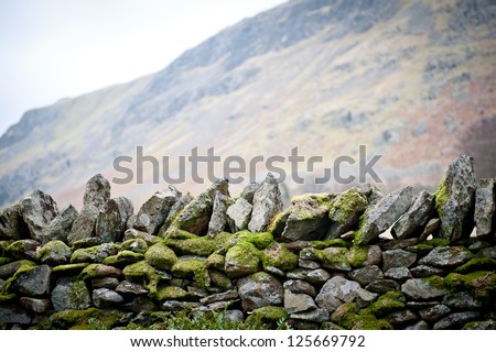 Old stone wall with moss Royalty-Free Stock Photo #125669792