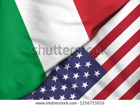
Two flags. 3D. USA and Italy
