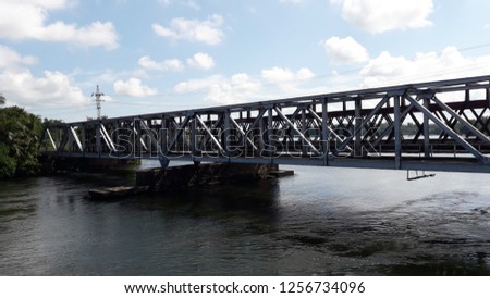 Railway bridge in "Bentota" Sri Lanka.Structural steel Bridge replacement.
