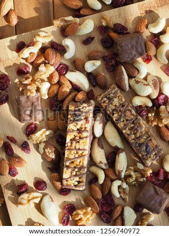 Chocolate bar and nuts
