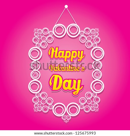white paper frame on pink wall. valentine day love beautiful card. vector illustration. cut paper design frame.