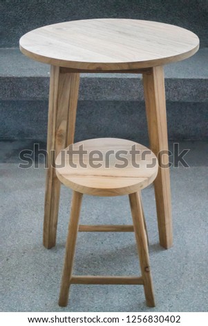 Simple set of wooden table and chair, stock photo