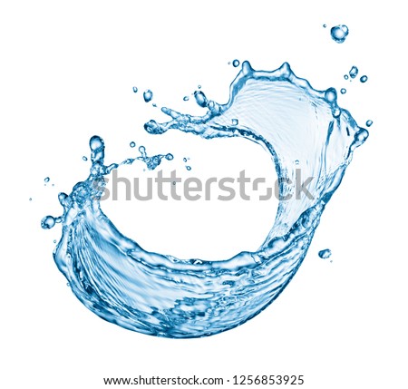 curve water splash isolated on white background