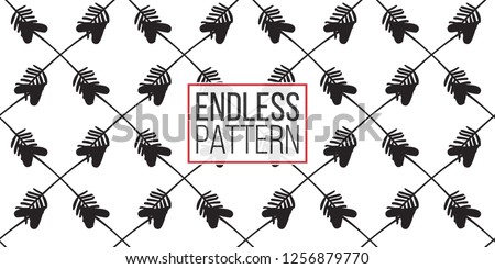 Hen-party seamless pattern with cross arrows. Black and white logo illustration in hand drawn hipster style.
