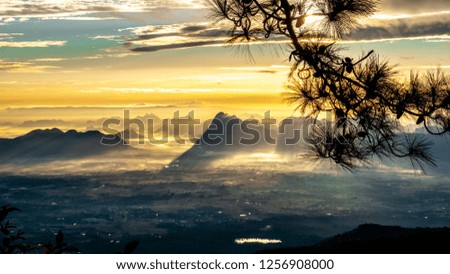 Sunrise view at the peak of Phu Kradueng National Park, Loei.