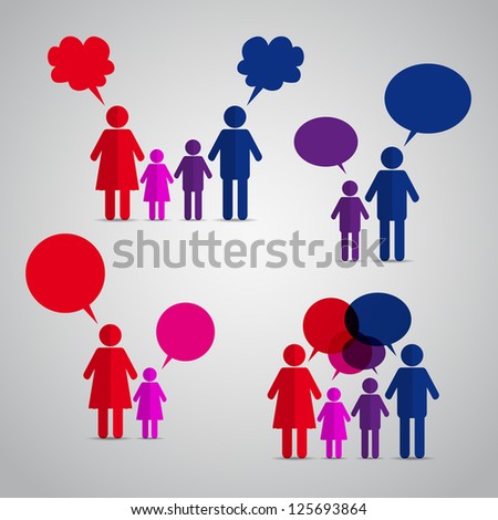 Family Icons with Speech Bubbles