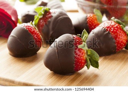 Gourmet Chocolate Covered Strawberries for Valentine's Day Royalty-Free Stock Photo #125694404
