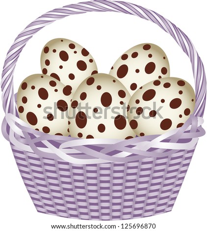 Basket with easter quail eggs