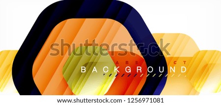 Glossy color hexagons modern composition background, shiny glass design, vector