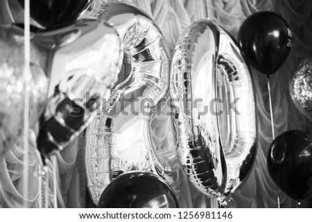 grey balloons with helium