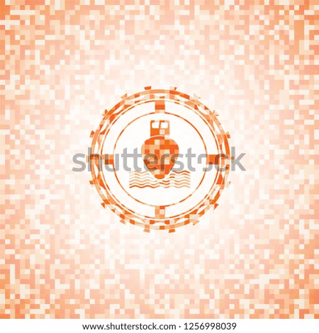 ship icon inside orange mosaic emblem