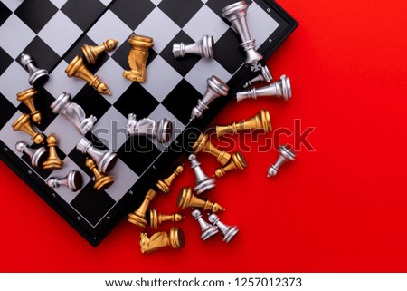 business strategy metaphor ideas concept with chess board game and free copy space