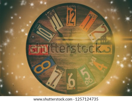 New year clock before midnight - retro style image