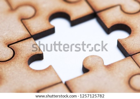 Close up of the pieces of a puzzle.