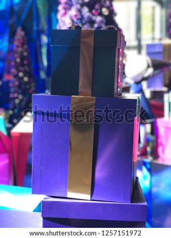 Scenery portrait of the gift boxes for Christmas and New year festival 2019