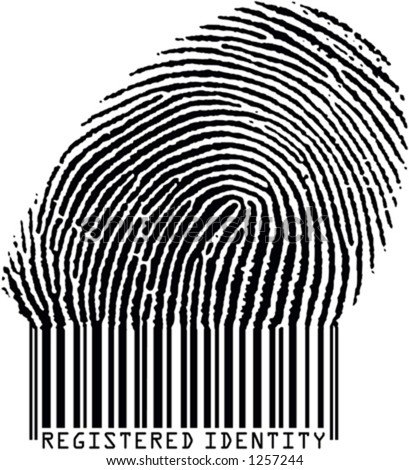 Registered Identity - Fingerprint becoming barcode (vertor format)