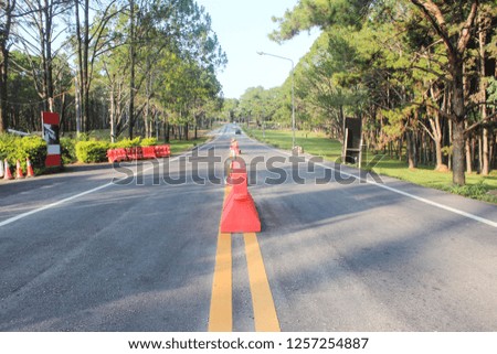 Traffic cones on the road