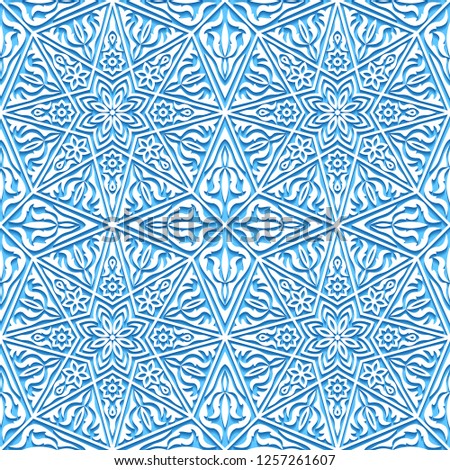 Seamless floral pattern with traditional ornament. Vector illustration.
