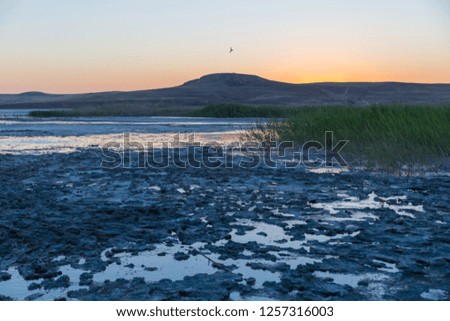 mud lake on the sunset