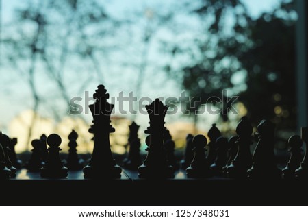 Chess board game, business competitive concept, difficult position to compete