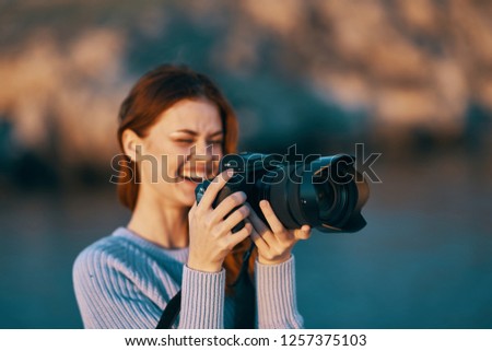 Funny photographer in nature                  