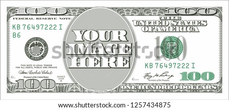 100 Dollar Bill Photo Frame Royalty-Free Stock Photo #1257434875