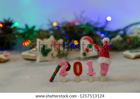 Decorative Christmas/New Year composition with snow. Gifts, fir tree branches,  decorations on white background. Christmas, winter, new year concept.