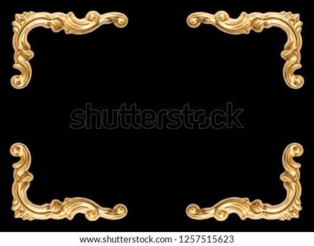 Golden corner frame on black background