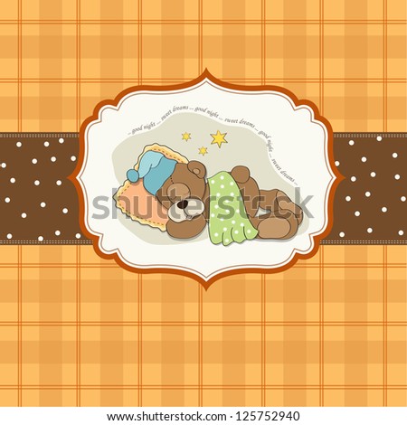 cute Teddy Bear sleeps on pillow, vector illustration