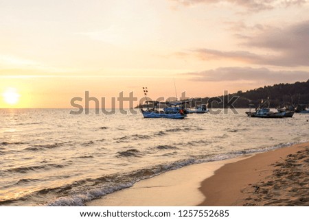 Sunset view at a beach on Phu Quoc in Vietnam